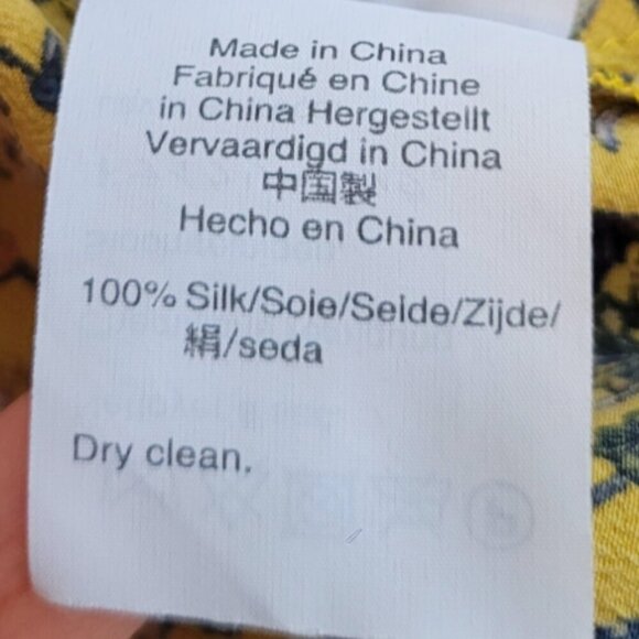 Madewell x Karen Walker yellow floral 100% silk Gennaker fairyblouse EUC size M - Picture 9 of 11